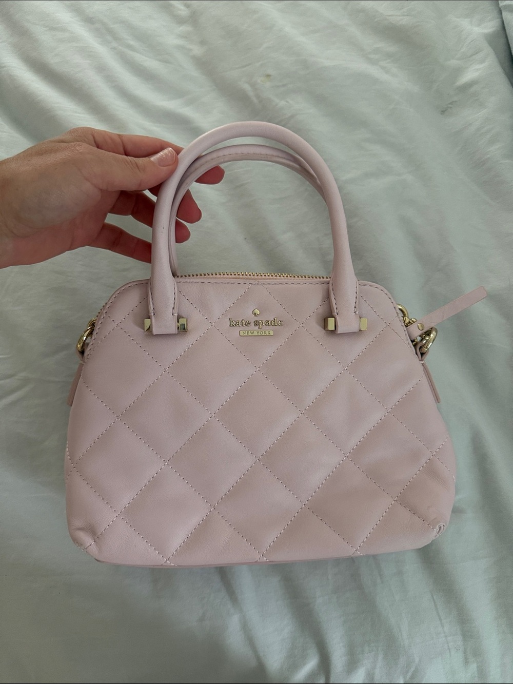 kate spade Light Pink Quilted Dome Satchel with Gold Hardware
